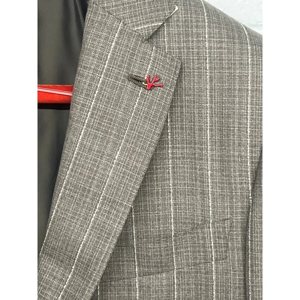 New 2 PC suit Isaia sz44 ,56eu brown $3995 wool made in Italy Sport coat / pants